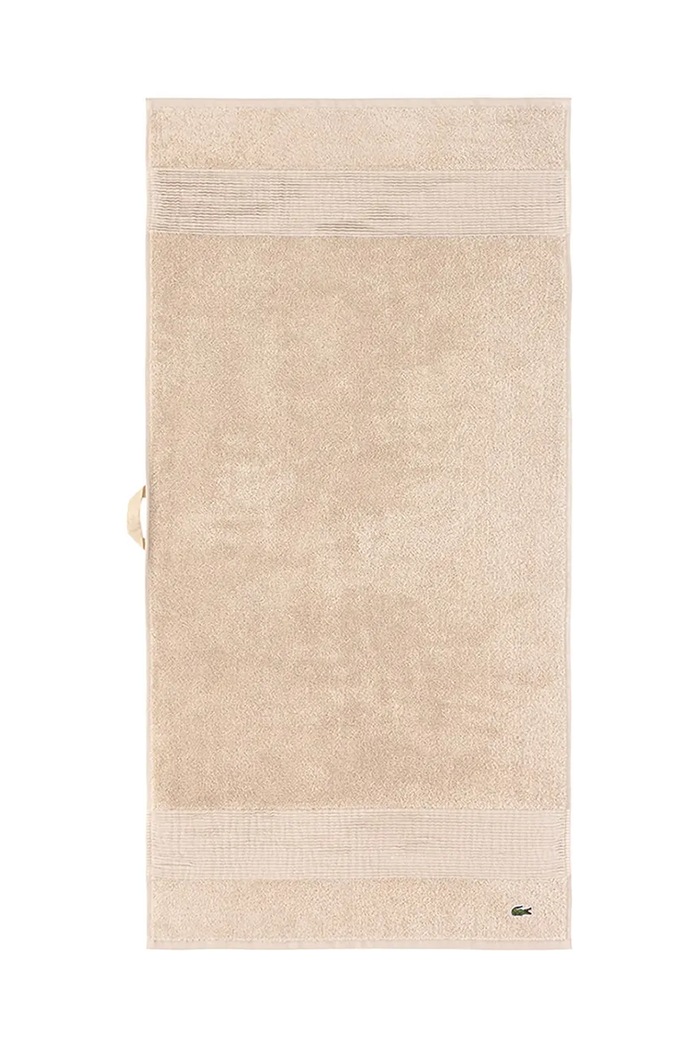 Srednje velika bombažna brisača Lacoste L LECROCO Cappuccino 50 x 100 cm bež 1059323