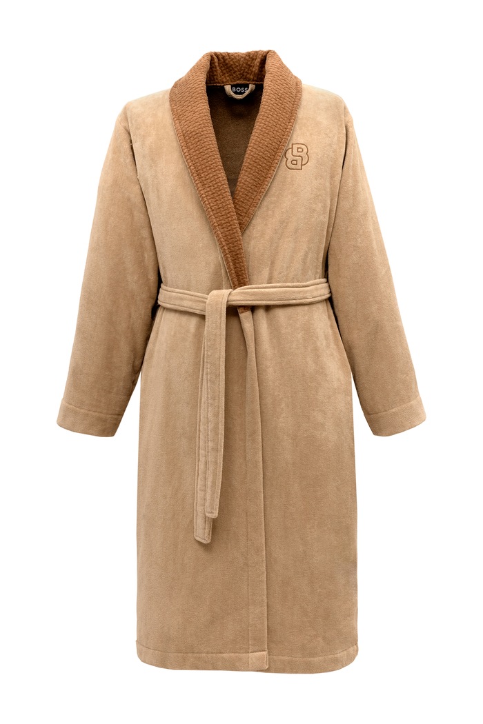 BOSS Szlafrok bawełniany DOUBLEB Beige XL beżowy 1072578
