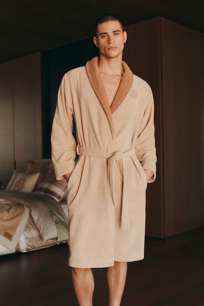 Szlafrok bawełniany DOUBLEB Beige XL BOSS 1072578 beżowy