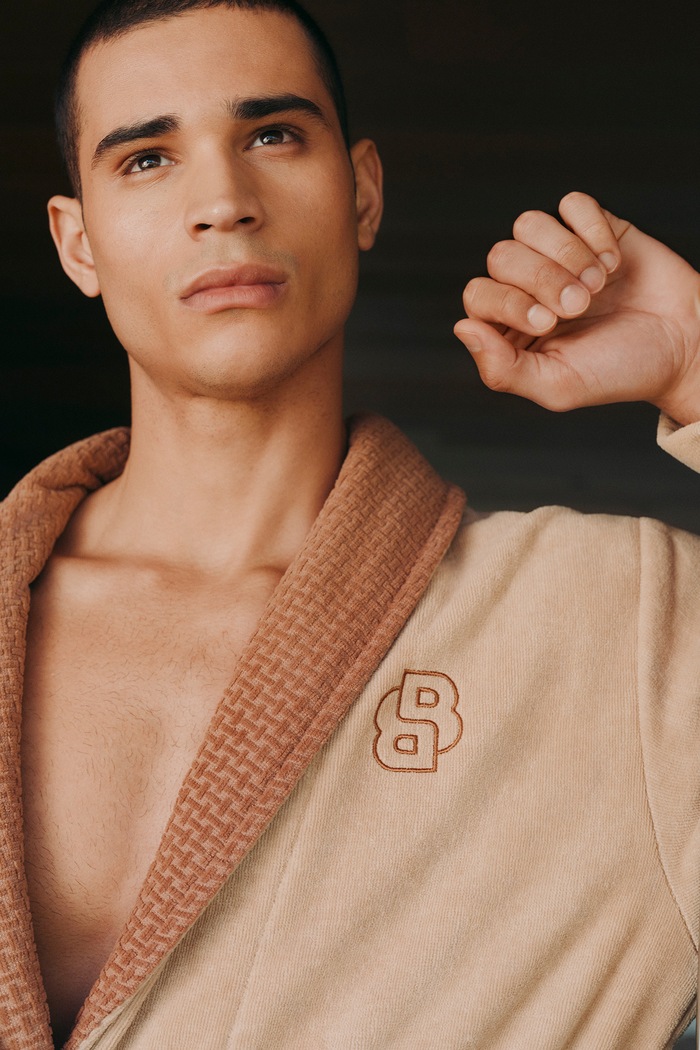 Szlafrok bawełniany DOUBLEB Beige XL BOSS beżowy 1072578