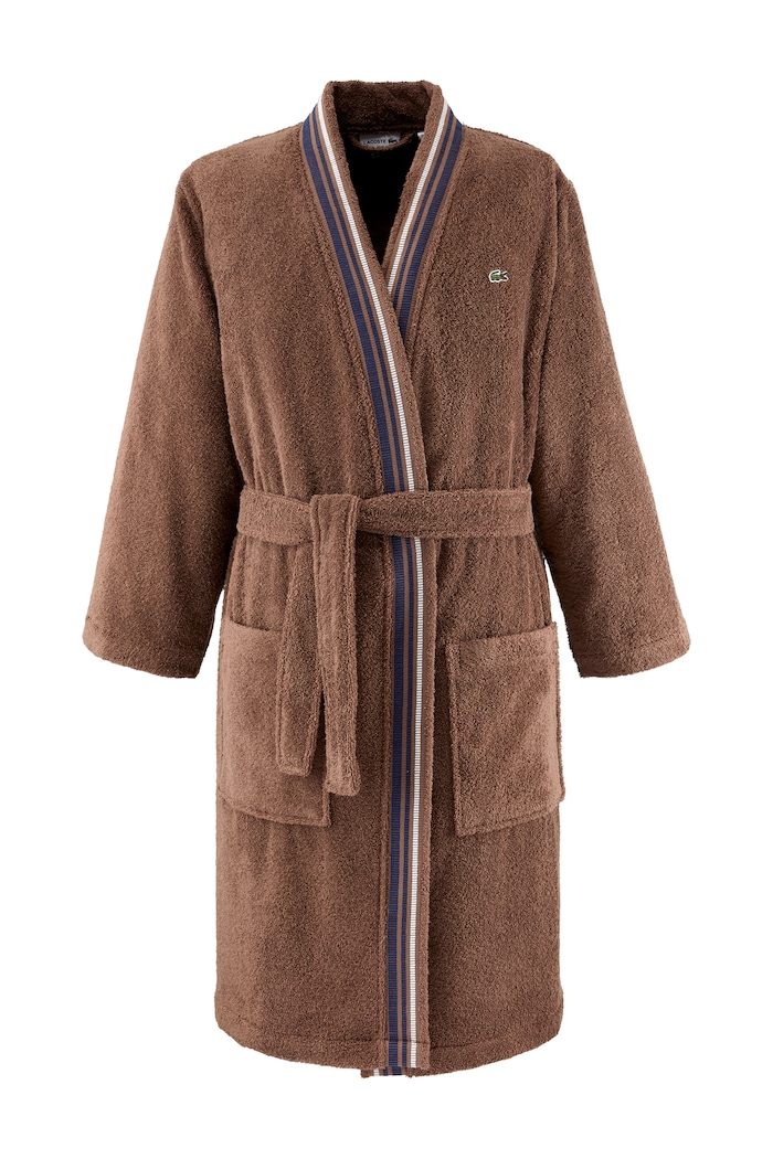 Lacoste Szlafrok bawełniany LSCORE Pecan M brązowy 1076176
