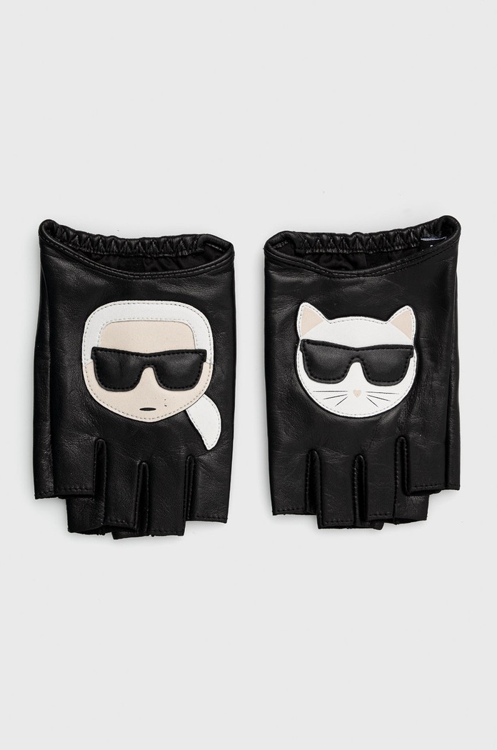 Kožené rukavice Karl Lagerfeld přírodní kůže černá 225W3606