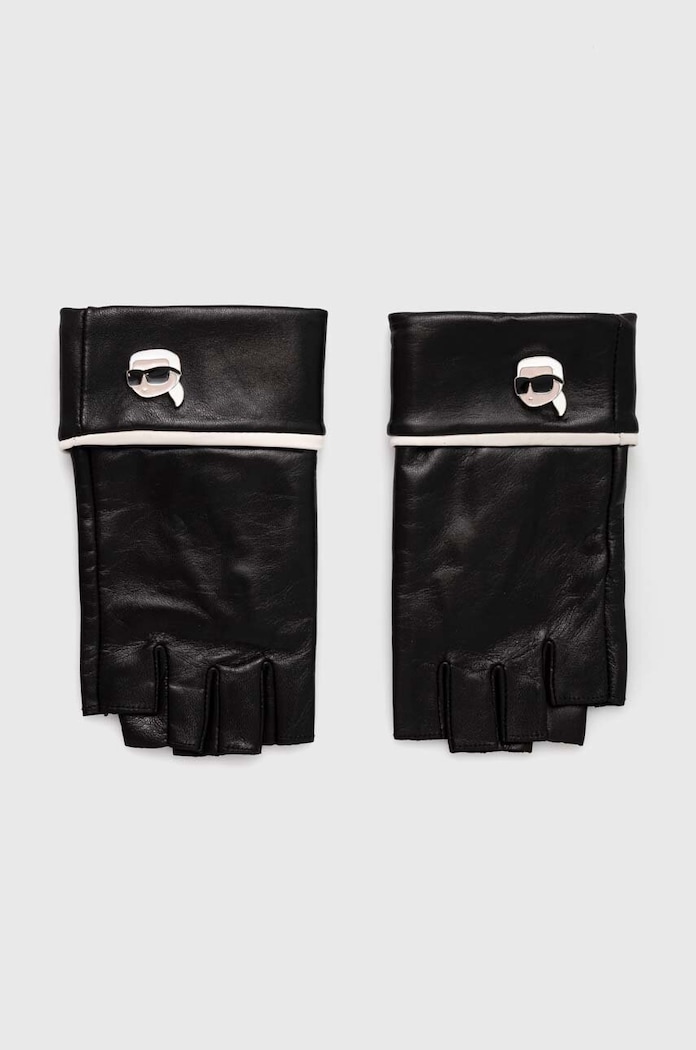 Karl Lagerfeld mitenki skórzane skóra licowa czarny 245W3605