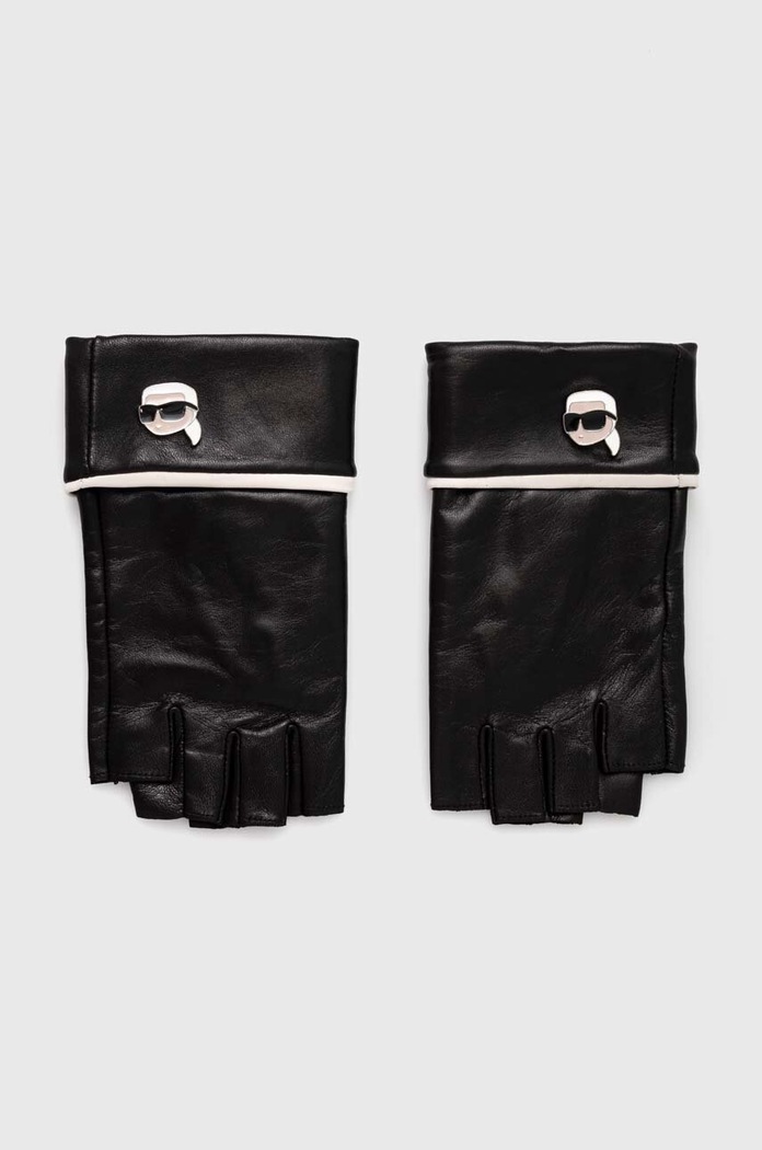 Karl Lagerfeld mitenki skórzane skóra licowa czarny 245W3605