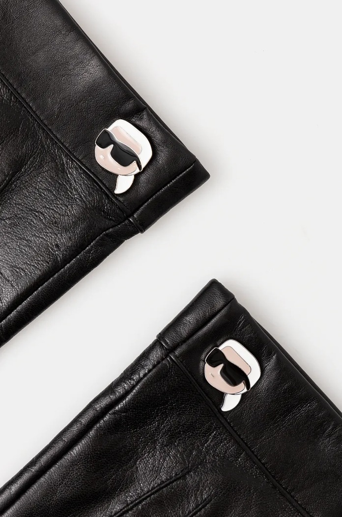 Kožené rukavice Karl Lagerfeld 246W3607 čierna AW24