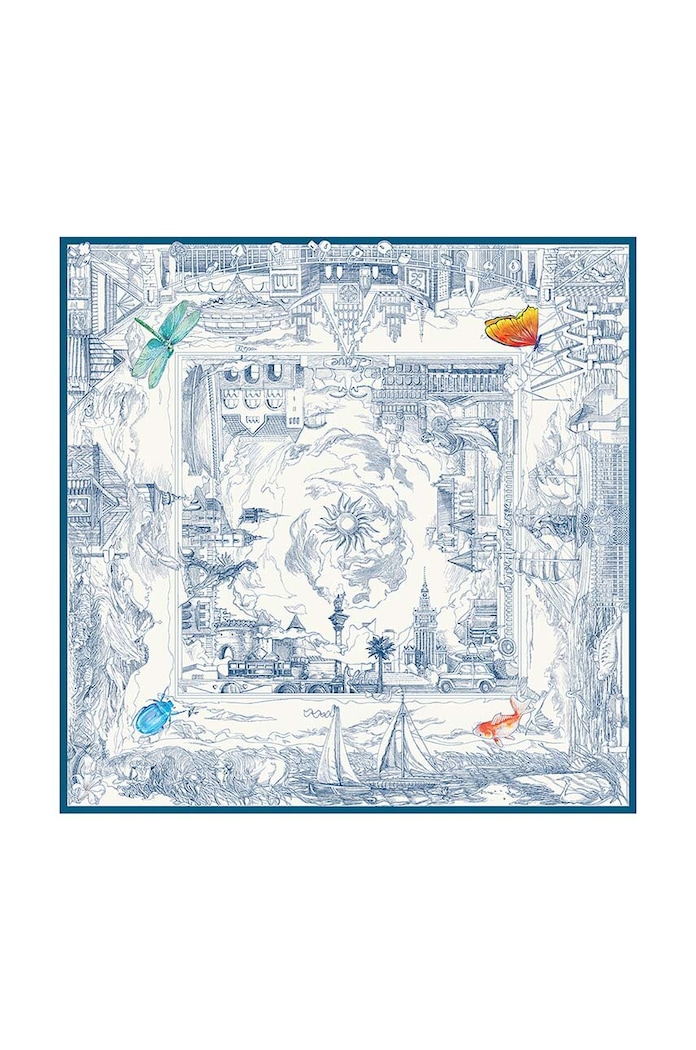 Μεταξωτό φουλάρι Lilou ύφασμα μπλε APASZKA/SILK/BLUE/90