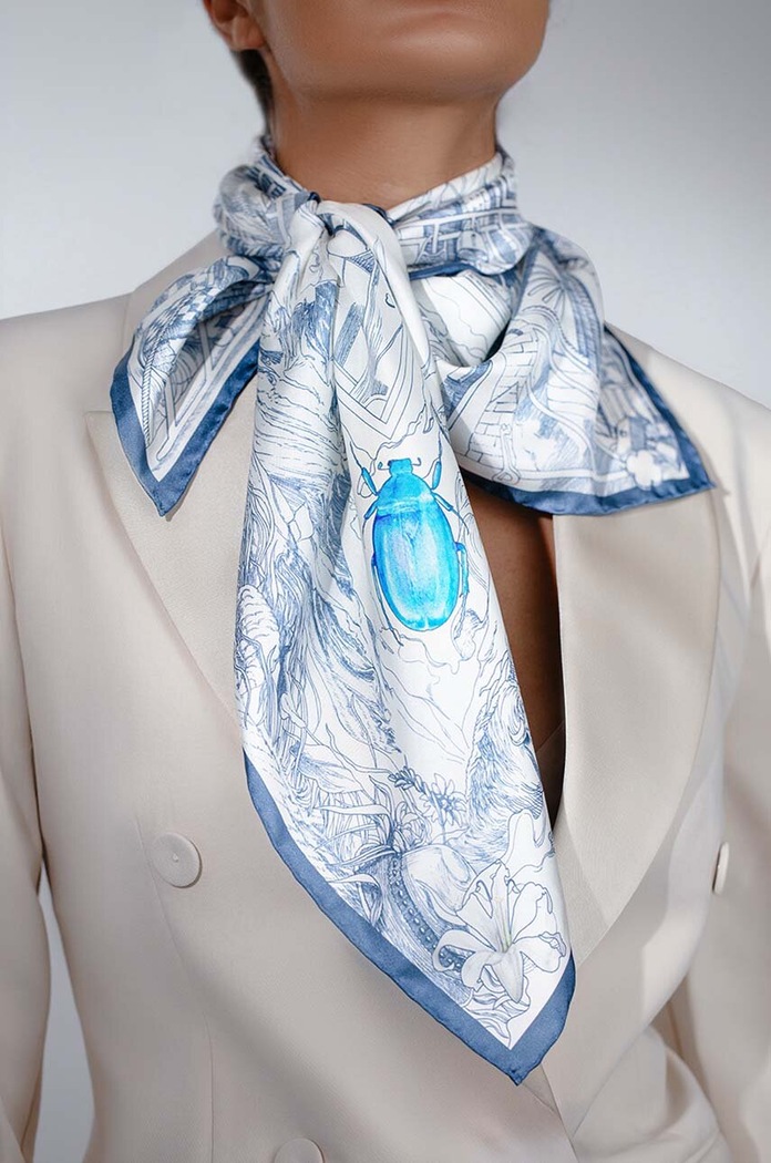 Μεταξωτό φουλάρι Lilou APASZKA/SILK/BLUE/90