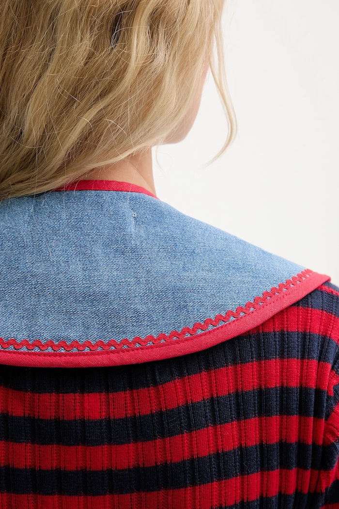 Ozdobný límec z džínoviny Renewed creative upcycling modrá denim.collar.upc