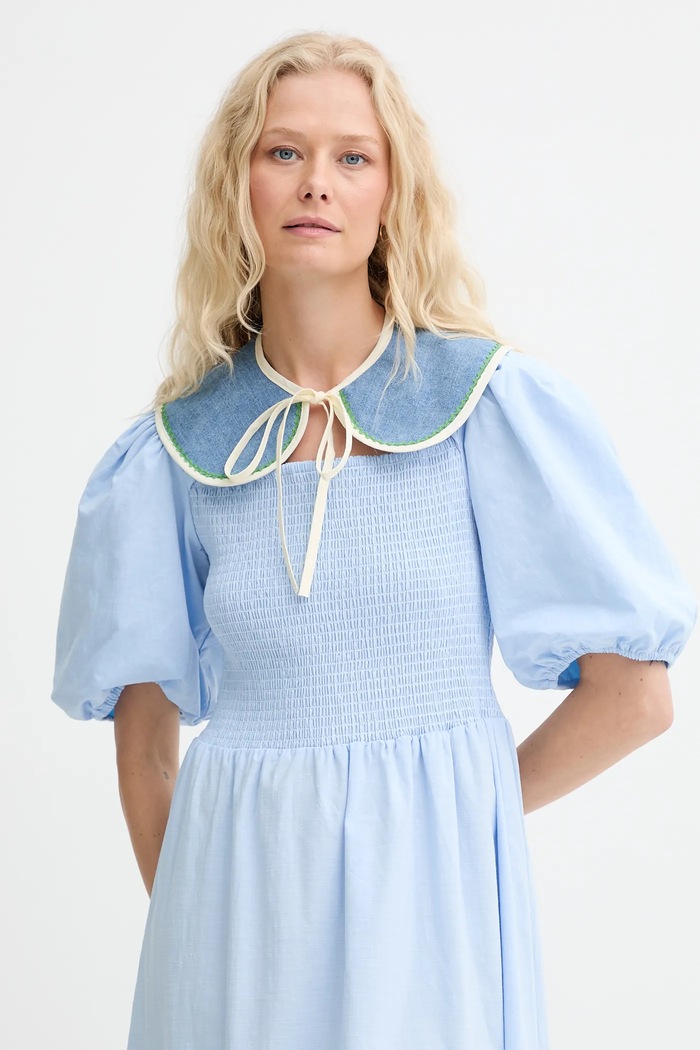 Renewed guler decorativ din denim creative upcycling bumbac albastru denim.collar.upc