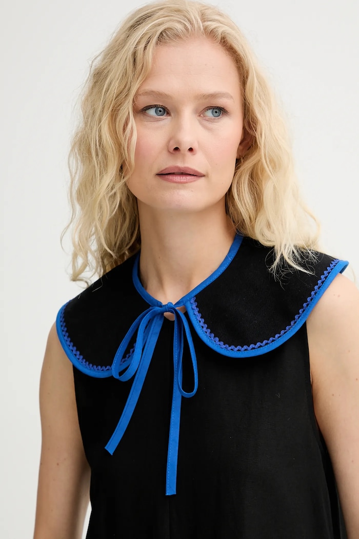 Accesorii Renewed Guler decorativ din denim creative upcycling denim.collar.upc negru