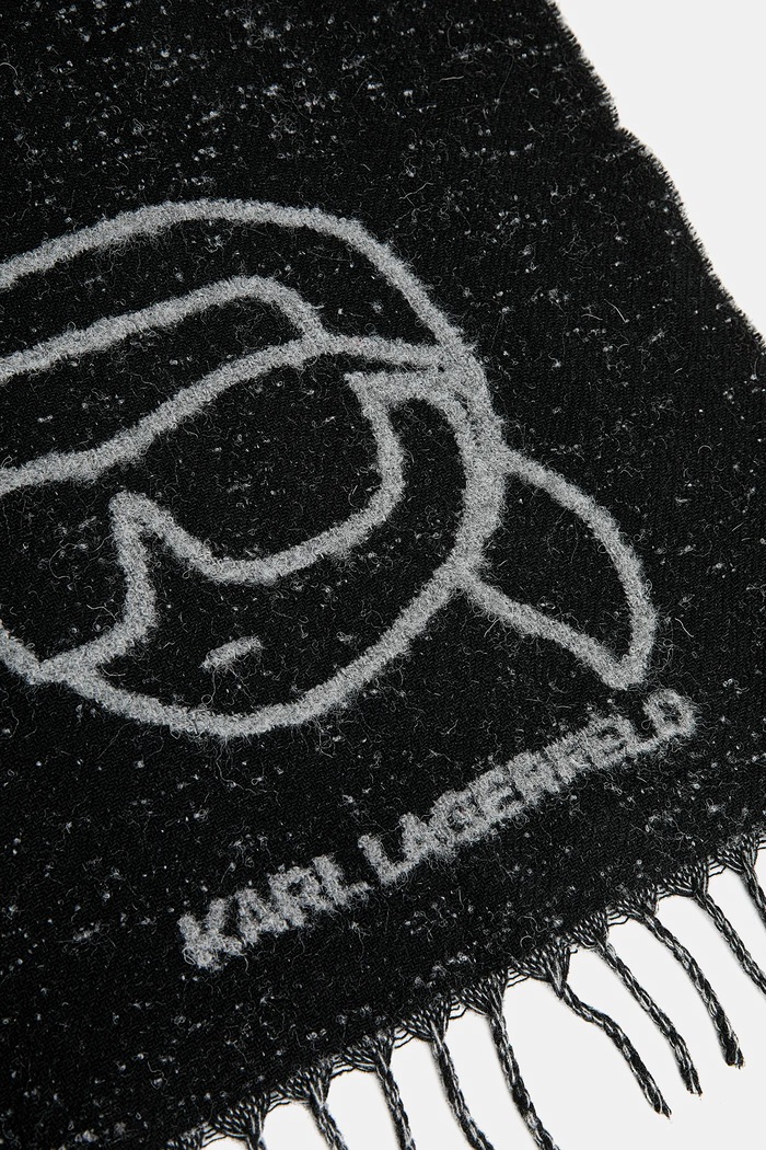 Doplnky Šál s prímesou vlny Karl Lagerfeld IKON A4W33051 čierna