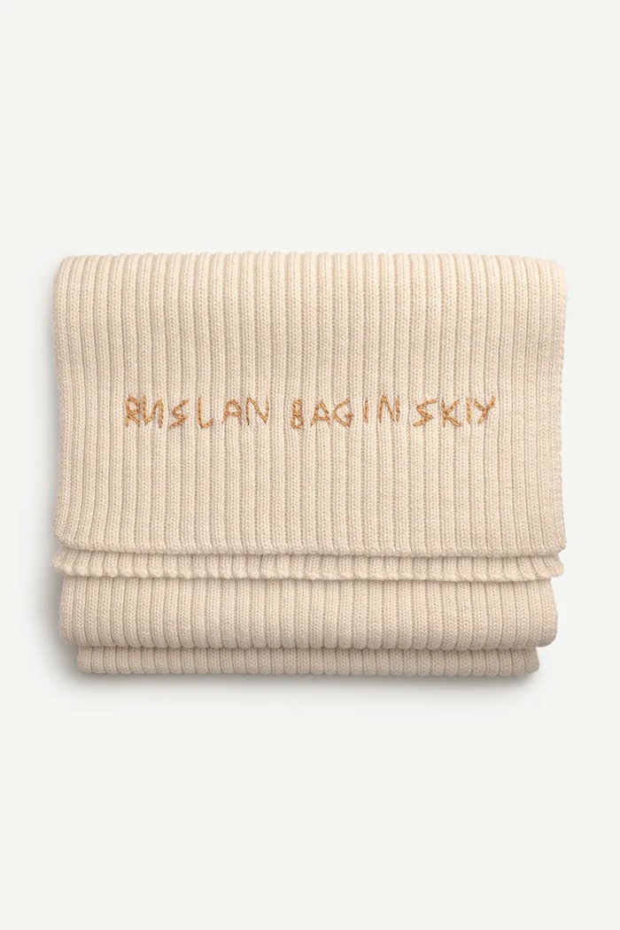 Vlnený šál Ruslan Baginskiy vlna béžová SKR036.MW.FL.CD24
