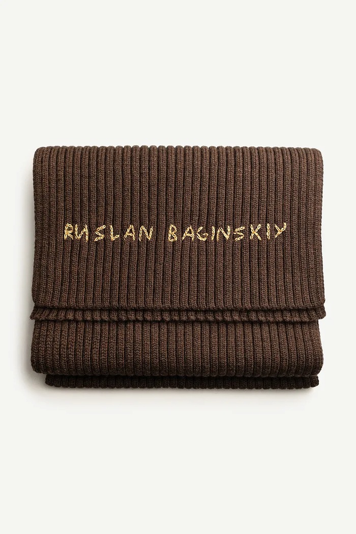 RUSLAN BAGINSKIY Szalik wełniany brązowy SKR09/036.MW.FL.CD24