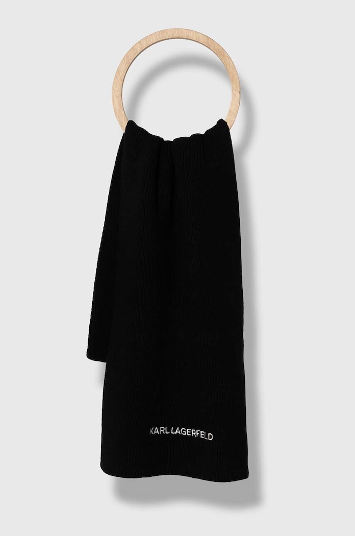 Karl Lagerfeld szalik z domieszką wełny z domieszką wełny czarny 236M3305