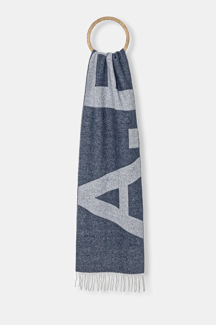 Vlněná šála A.P.C. látka modrá WOAOV.M15176