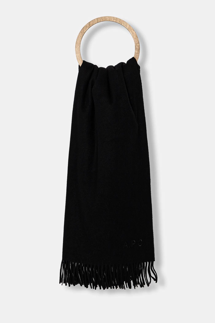 A.P.C. eșarfă de lână Echarpe Alix uni negru WOAFE.M15170