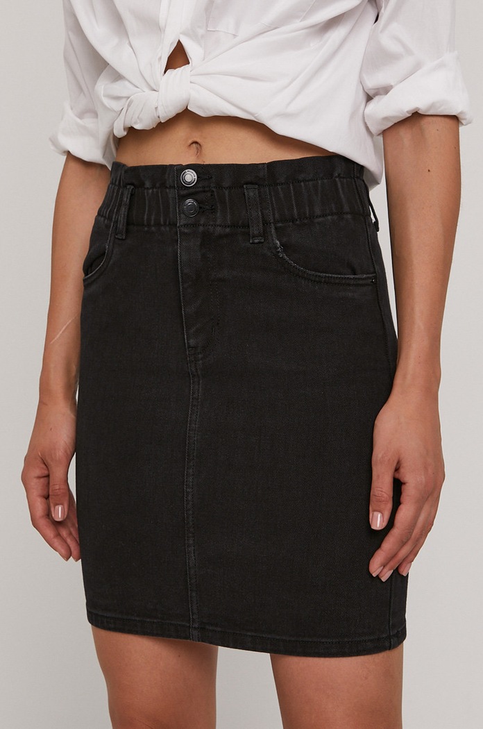 Vero Moda Spódnica jeansowa bawełna czarny 10248000