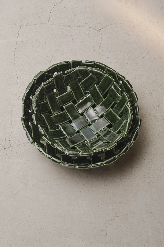 Dekoračná miska ferm LIVING Plait 1104269913 zelená AA00