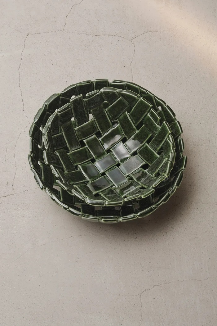 Dekoračná miska ferm LIVING Plait 1104269918 zelená AA00