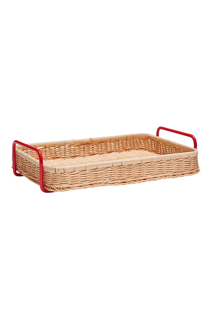 Hübsch dekoratív tálca Splint 42 x 27 x 10 cm piros 991913