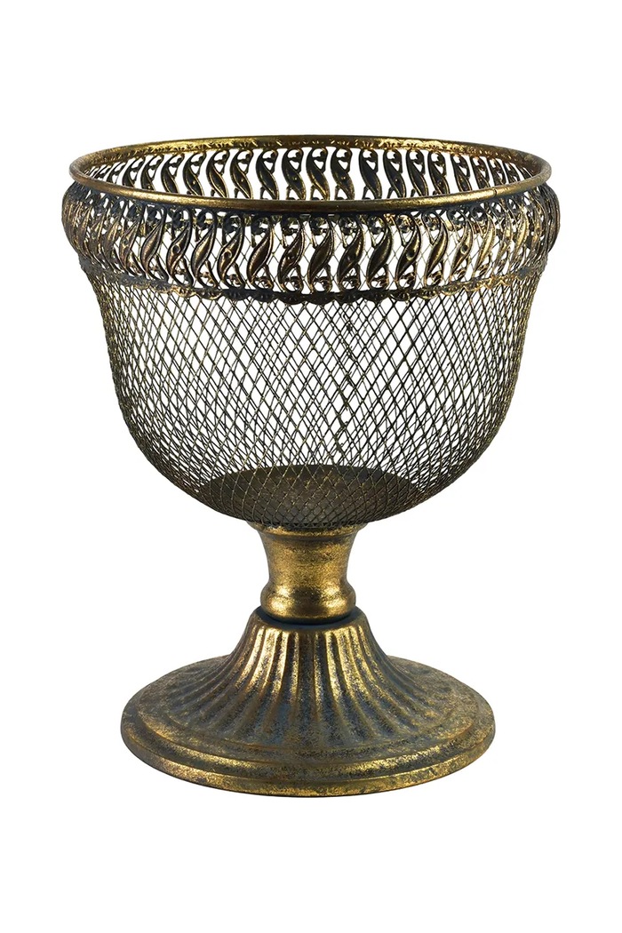 Inne tál gyümölcsökhöz öregített fémből 22 x 17 x 27 cm sárga HIWE8172