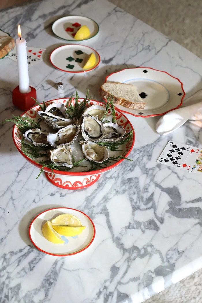 Misa na owoce z porcelany Sirene Oyster &k amsterdam 2193.11 czerwony
