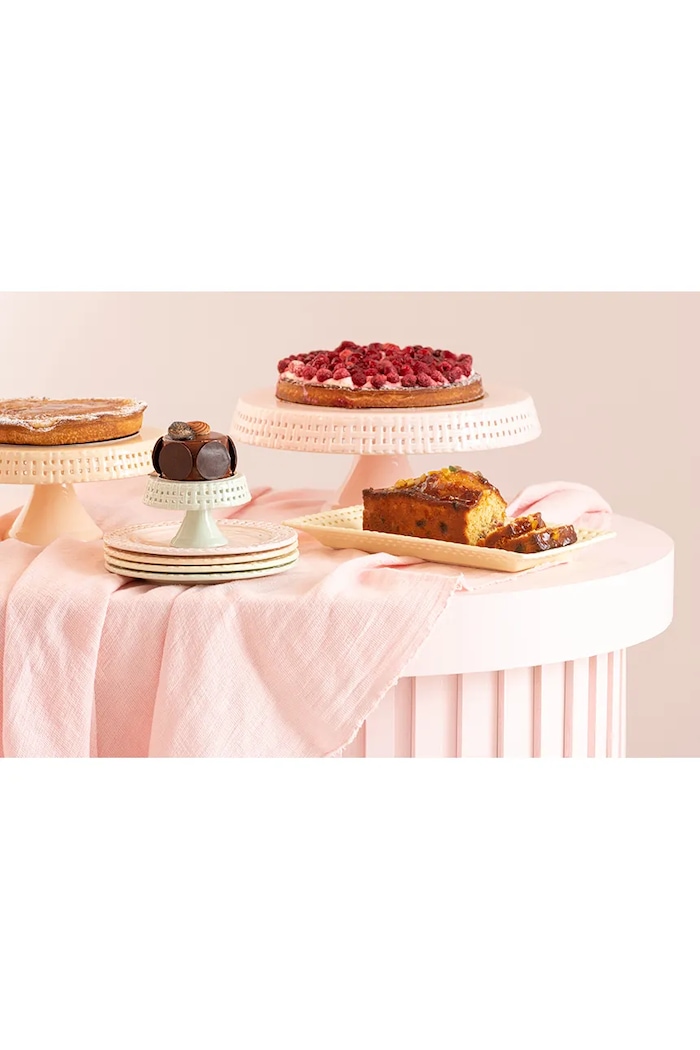 Bucătărie și bar J-Line platou cu picior pentru servire din ceramică 34,5 x 34,5 x 14 cm 34662 galben