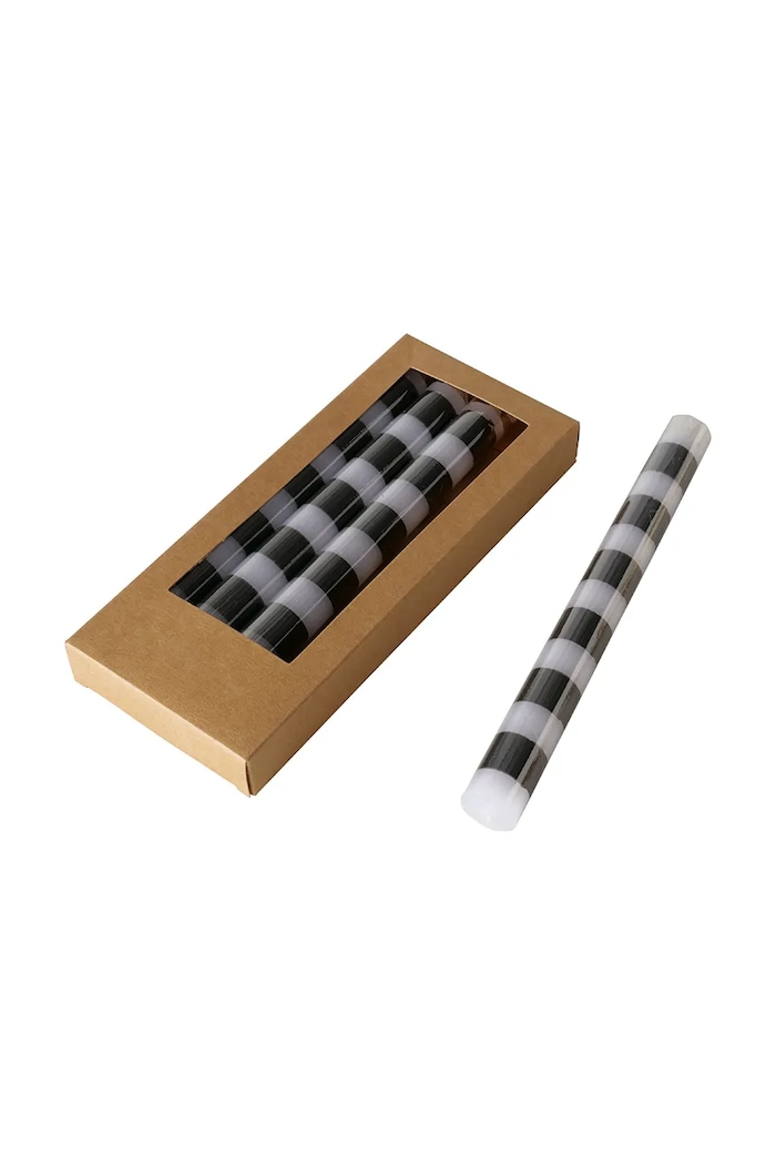 Boltze Set de lumânări Stripy 20 cm 4-pack negru 2051294