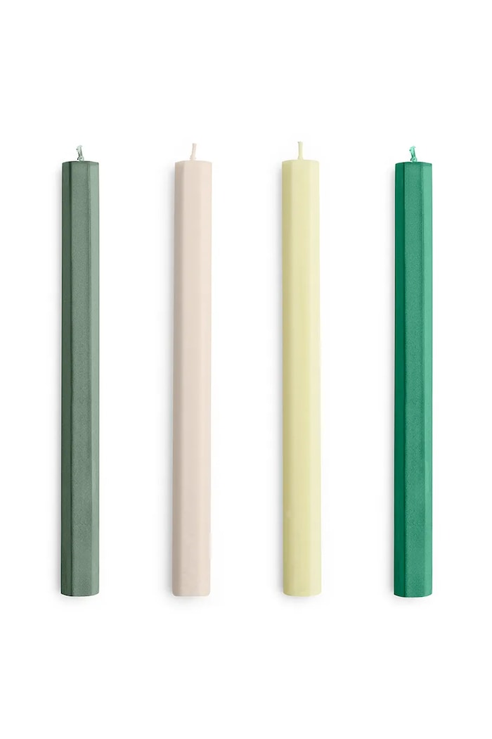 HAY set de lumânări Hexagon Candle 2,2 x 24 cm 4-pack verde AE730.F444