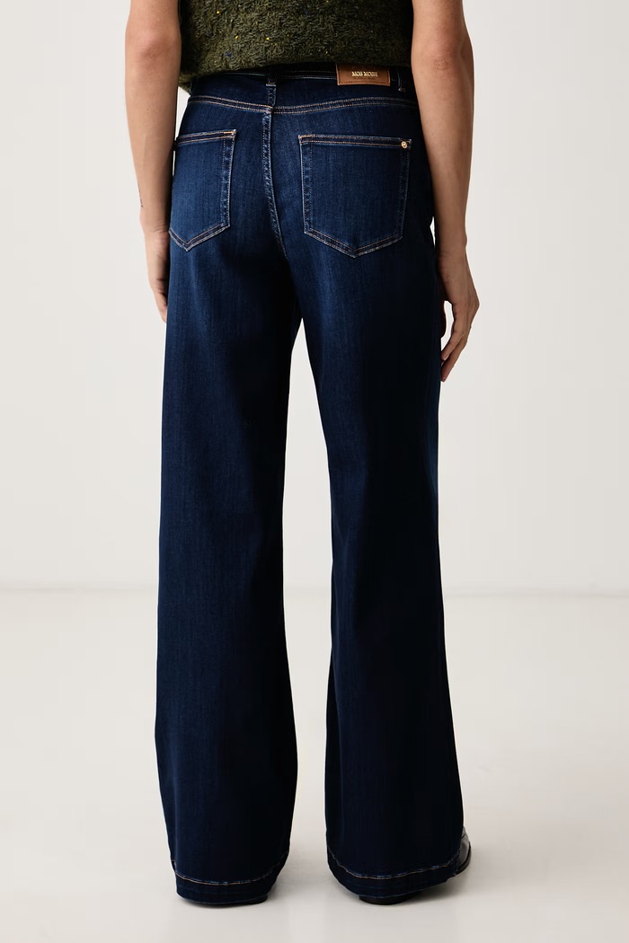 Odzież Mos Mosh Jeansy wide leg damskie 166400 niebieski