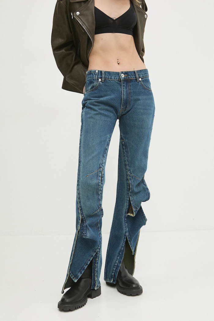 Džíny Y/Project EVERGREEN HOOK AND EYE SLIM JEANS Planet friendly modrá 107PA002
