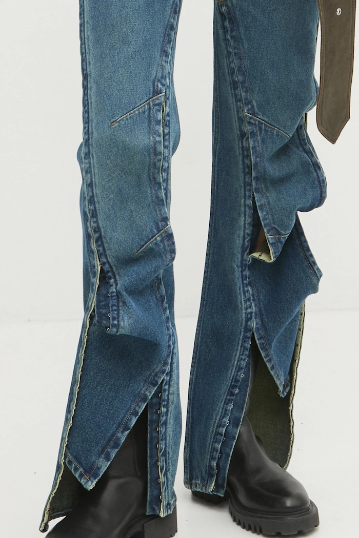 Džíny Y/Project EVERGREEN HOOK AND EYE SLIM JEANS 107PA002 modrá