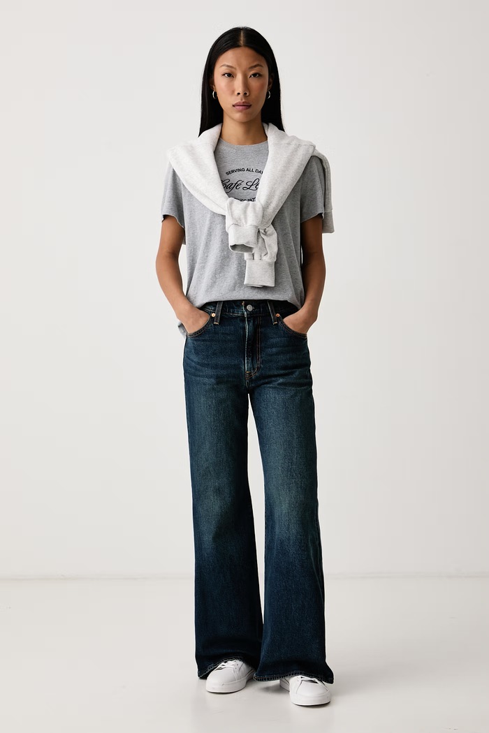 Levi's Jeansy flare damskie RIBCAGE FLARE H226 0083R granatowy AA00