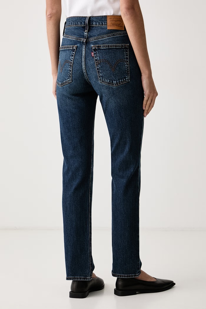 Дрехи Levi's Дънки slim fit дамски RIBCAGE SLIM 0081W син
