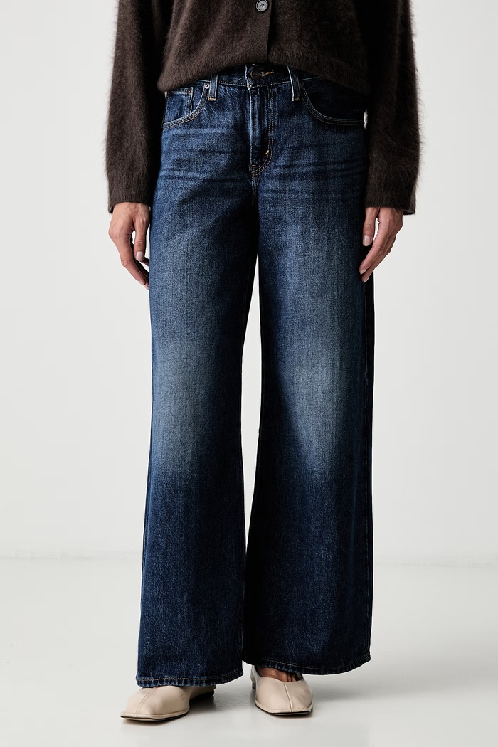 Levi's дънки wide leg дамски MIDDY WIDE LEG син 0081Z
