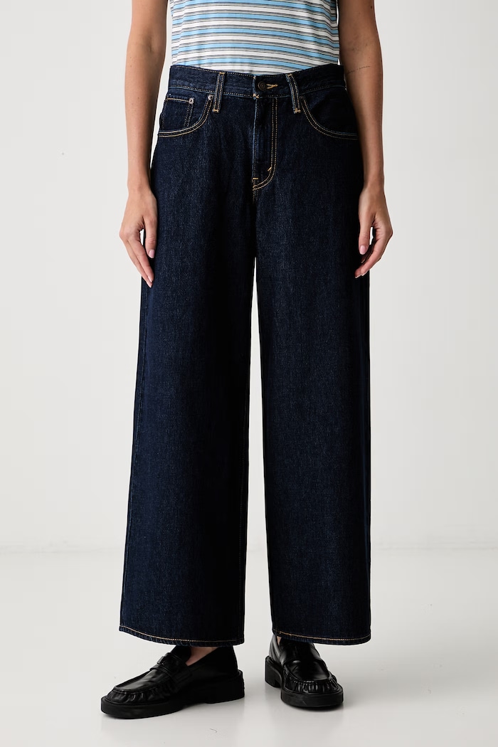 Levi's wide leg džíny dámské MIDDY WIDE LEG námořnická modř 0081Z