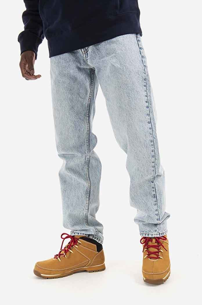 Wood Wood Jeans din bumbac Sol Rigid Denim Slim Fit albastru 12215802.7051