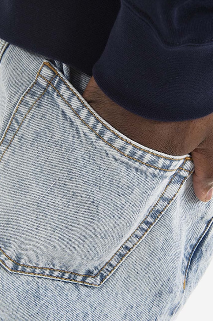 Jeans din bumbac Sol Rigid Denim Slim Fit Wood Wood 12215802.7051 albastru