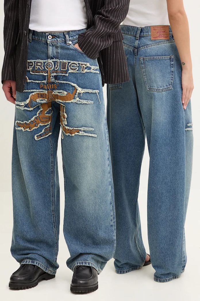 Дънки Y/Project EVERGREEN PARIS' BEST PATCH JEANS Planet friendly син 207PA005