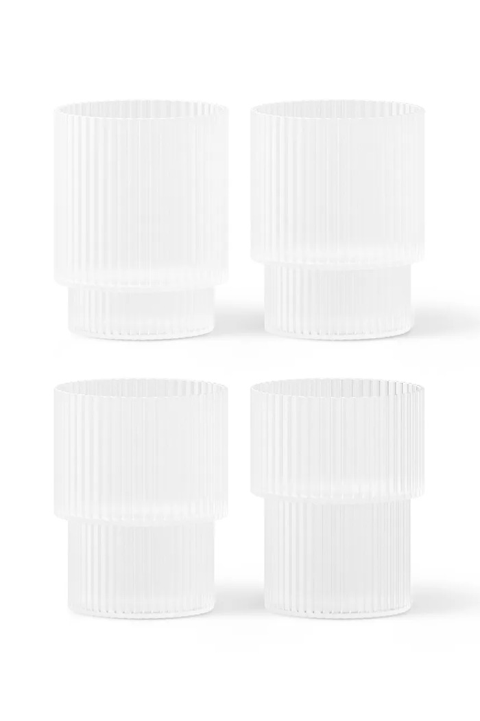 Sada skleniček ferm LIVING Ripple 200 ml 4-pack bílá 1104269322