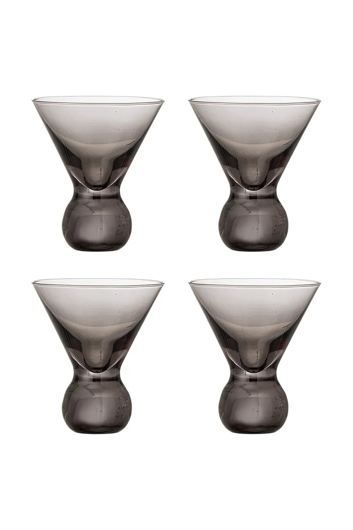 Bloomingville zestaw kieliszków do kaktajli Corliss 165 ml 4-pack szary 82072450