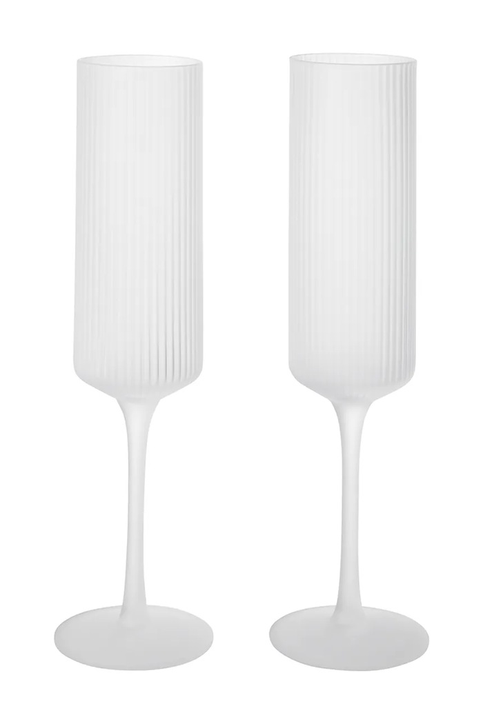 Ferm Living Zestaw kieliszków do szampana ze szkła Ripple biały 1104271425