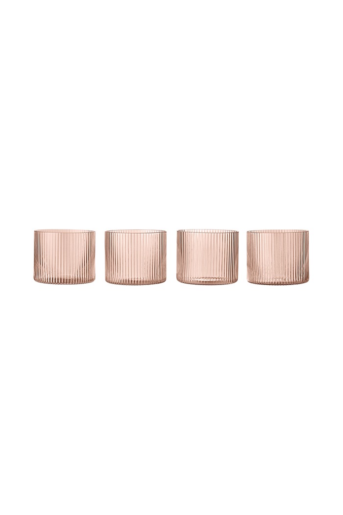 Ferm Living Zestaw szklanek ze szkła Ripple różowy 1104274221