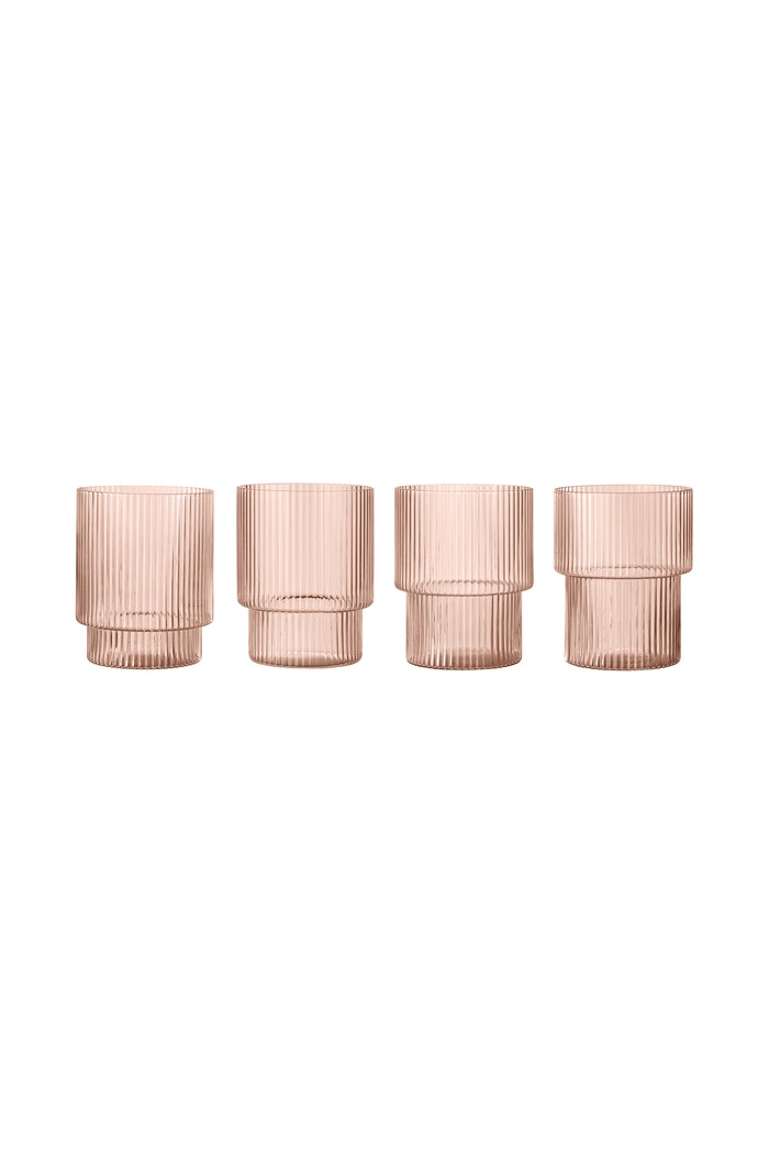 Ferm Living Zestaw szklanek ze szkła Ripple różowy 1104274224