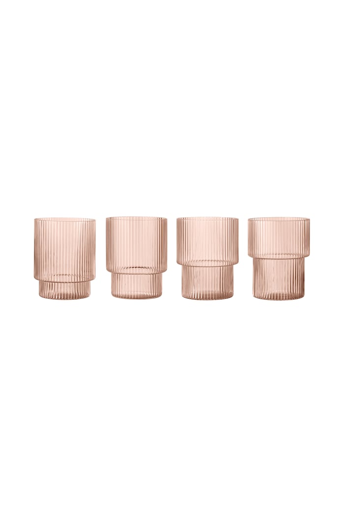 Ferm Living Zestaw szklanek ze szkła Ripple różowy 1104274224