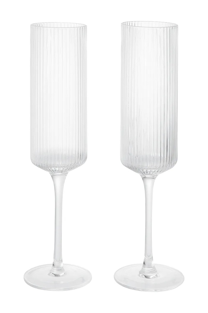Ferm Living Zestaw kieliszków do szampana ze szkła Ripple transparentny 1104271423