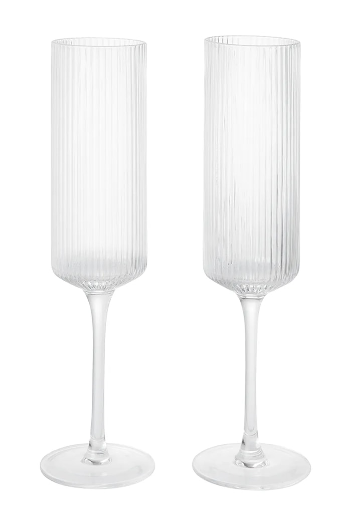 Ferm Living Zestaw kieliszków do szampana ze szkła Ripple transparentny 1104271423