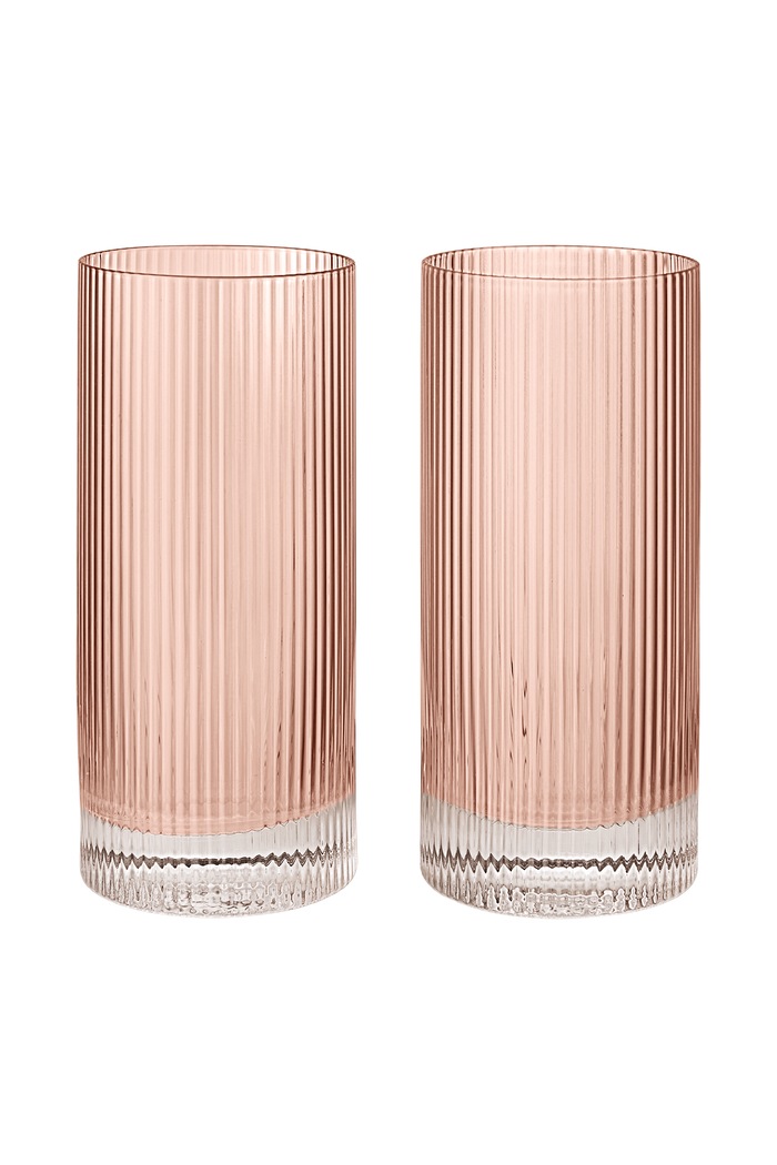 Ferm Living Zestaw szklanek ze szkła Ripple różowy 1104274227