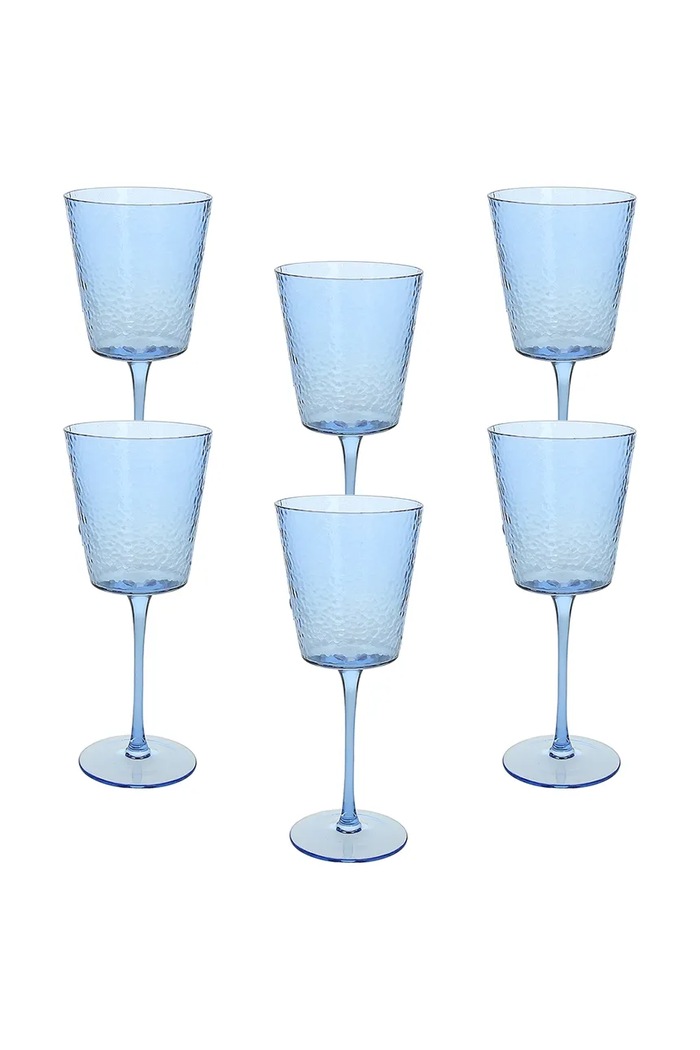 Tognana set de pahare cu picior pentru vin din sticlă 370 ml albastru VO585X32488A