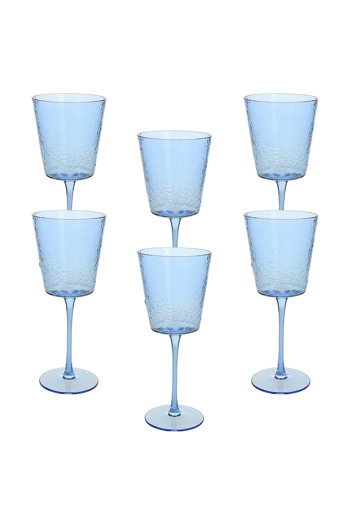 Tognana set de pahare cu picior pentru vin din sticlă 370 ml albastru VO585X32488A